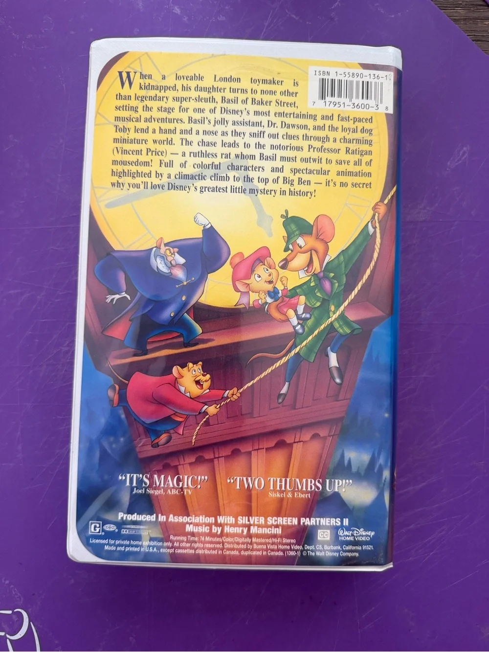Vintage Disney The Great Mouse Detective VHS Pin Board – Handmade Please Rewind